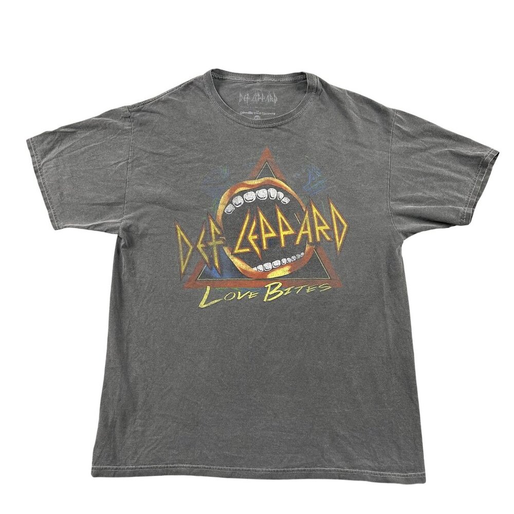 Def Leppard Love Bites T-Shirt‎ Unisex M / L Grey Band Tee Hair Metal